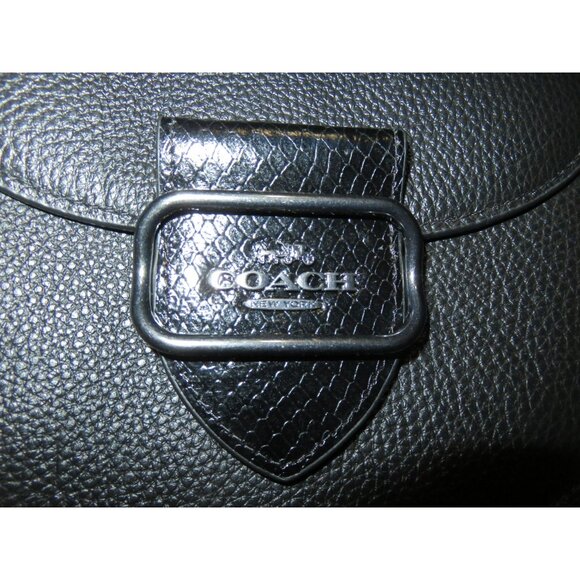 Coach 2023 Morgan Black Pebbled Leather Saddle Bag Crossbody Snakeskin Trim NWOT - Picture 13 of 16